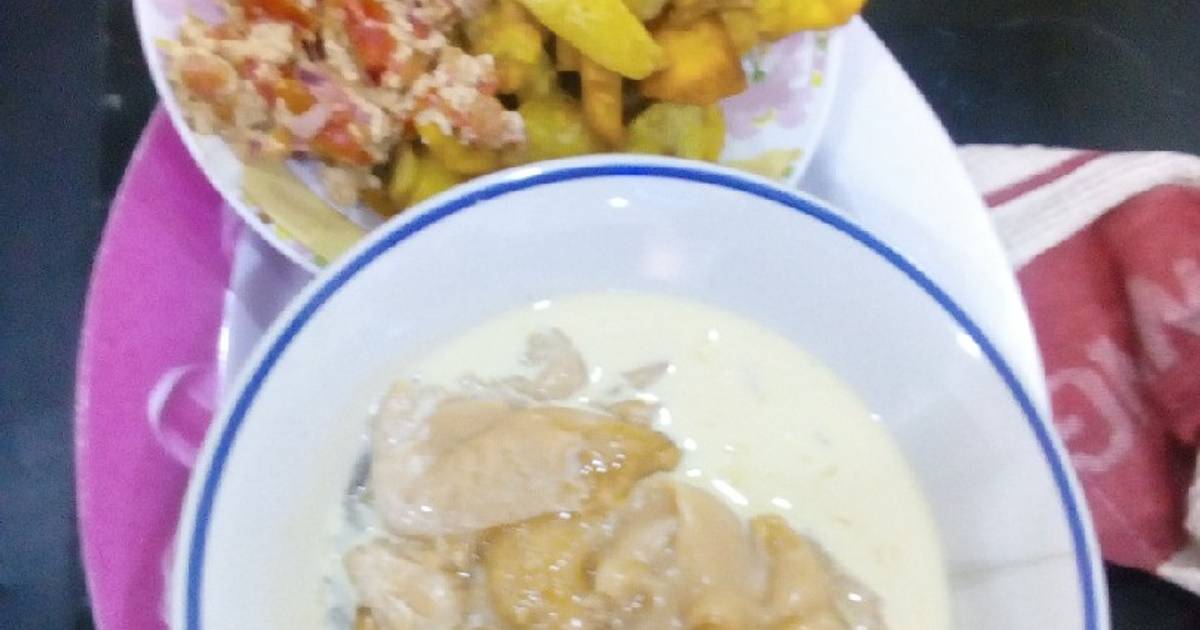 Fried sweet potato with pap and milk Recipe by Esther's Menu ABM79