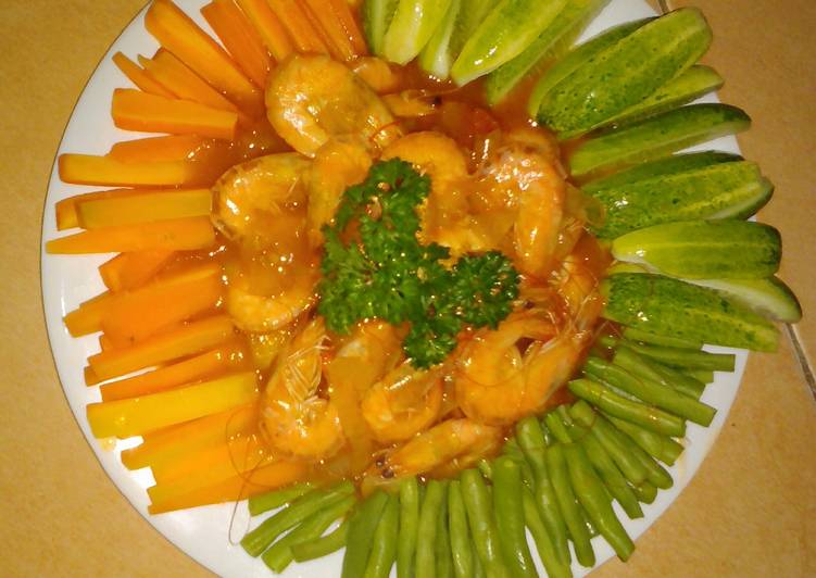 Udang masak cepat ASAM MANIS tanpa kupas