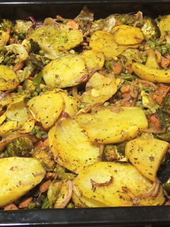 A picture of Baked vegetables.