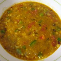 A picture of Daal dhan khichadi.