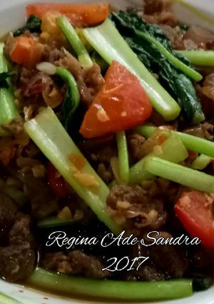 Foto resep Tumis sawi-daging pedas kilat 💥