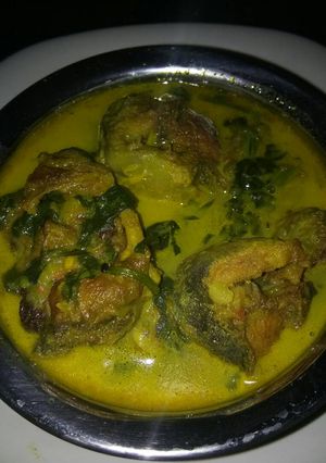 A picture of Magur palak sabji.