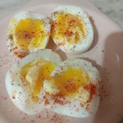 A picture of Half boiled eggs.