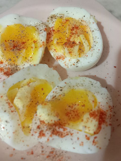 A picture of Half boiled eggs.