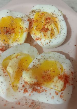 A picture of Half boiled eggs.