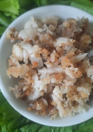 Hình của món Cá mú xào hành (ruốc cá mú).