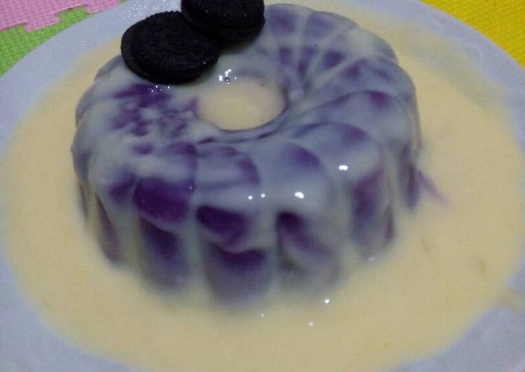 Puding ubi ungu + fla susu keju