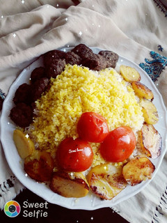 عکسی از دستور کباب تنوری (رژیمی) با پلو زعفرونی 😍