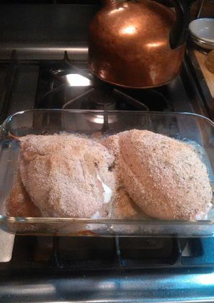 A picture of Brad's Italian crumbed chicken.