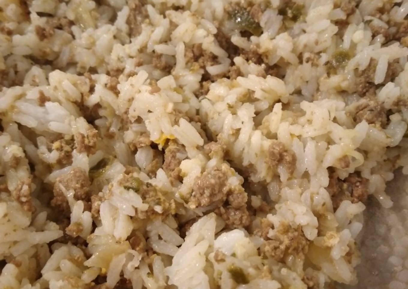 Revuelto de carne picada con arroz