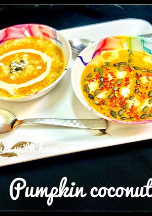 A picture of Pumpkin coconut soup.