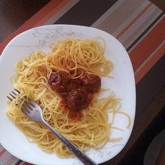 Spaghetti and meatballs A picture of Spaghetti and meatballs.