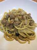 Pasta fresca con anchoas y gambas