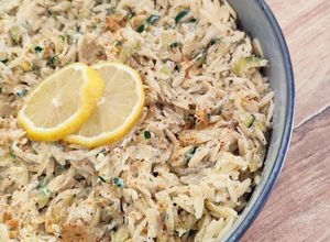 Une photo de Salade d’orzo aux courgettes, ricotta et citron