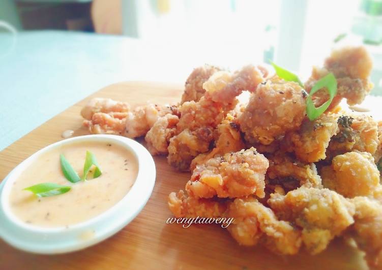 Bahan Chicken Popcorn with Cheesy Sauce | Bahan Membuat Chicken Popcorn with Cheesy Sauce Yang Enak dan Simpel