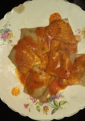 Una foto de Ravioles caseros, masa de tomate+calabaza 🔥