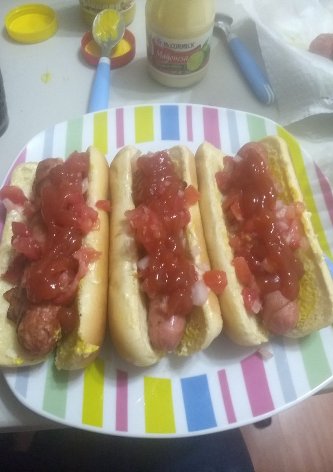 Una foto de Hot dogs con tocino