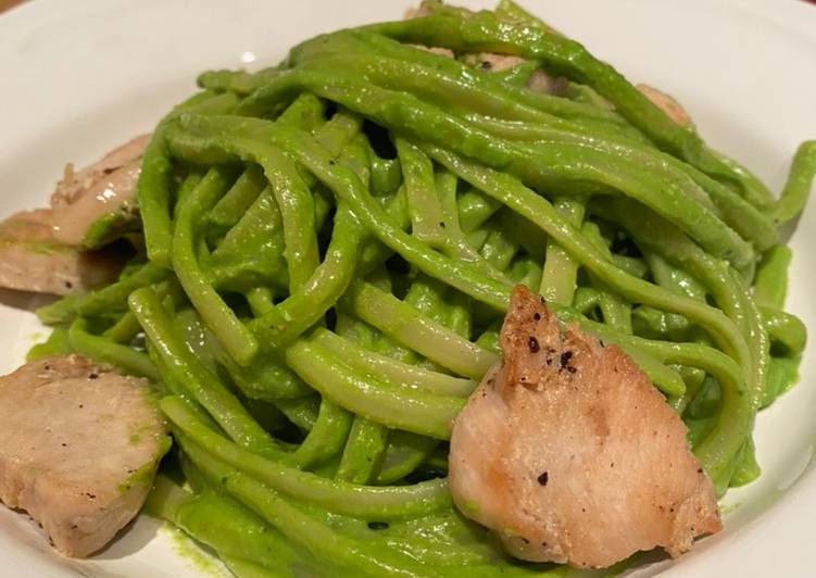 Steps to Prepare Quick Chicken and spinach pesto linguine