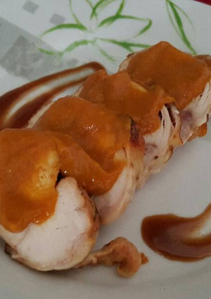 Una foto de Pollo con salsa de melocotón 