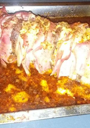 Una foto de Peceto relleno con queso y jamón cocido