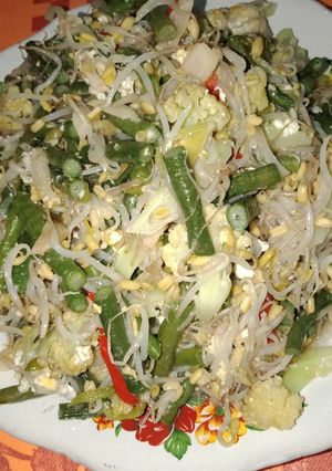 Foto resep Tumis kembangkol+kacang panjang+cambah++