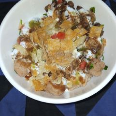 A picture of Blackened Boondi Chaat.