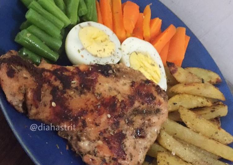 Langkah memasak Chicken Grill Black Pepper (Clean Eating) gurih