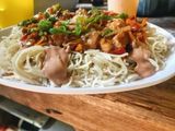 Singaporean rice with gravy sauce