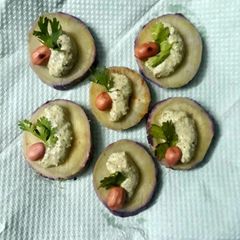Sweet potato canapes A picture of Sweet potato canapes.