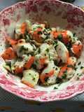 Palitos de cangrejo al ajo y perejil (surimi)