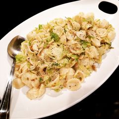 A picture of Orecchiette Pasta with Garlic Parmesan Brussels Sprouts.