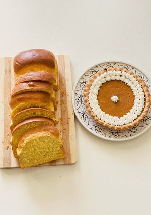 Hình của món Bánh mì sữa bí ngô đỏ (kabocha).