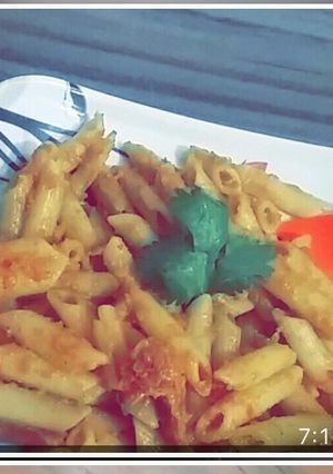 A picture of Red sauce pasta.