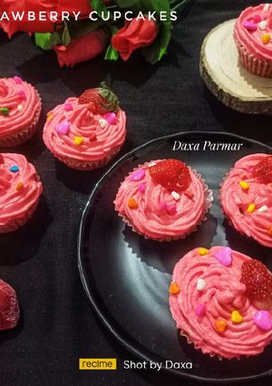 A picture of Eggless Strawberry Cupcakes.