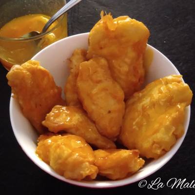 Pollo en tempura con salsa agridulce Receta de La Maleta de Maggie- Cookpad