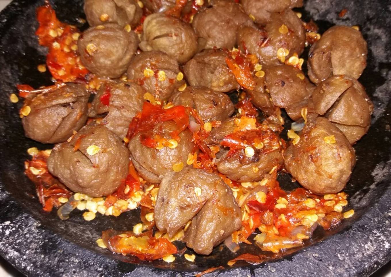 Bakso geprek sambel mercon