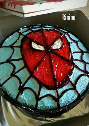 Foto resep Kue ultah spiderman brownies kukus telur 6