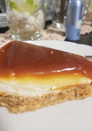 A picture of Easy No-Bake Cheesecake with Caramel Sauce#myfavouriterecipe.