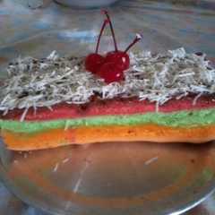 A picture of Jungkir Balik Rainbow Cake.