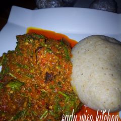 A picture of Tuwon Acca & Egusi Soup.