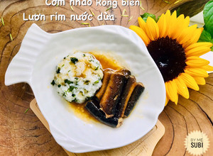 Hình của món Ăn dặm- cơm nhão rong biển lươn rim nước dừa.