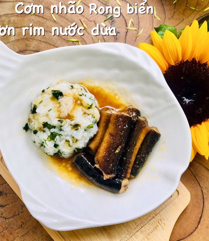 Hình của món Ăn dặm- cơm nhão rong biển lươn rim nước dừa.