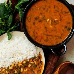A picture of Black eye-pea Malabar Spinach Curry (No oil).