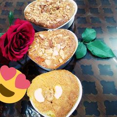 A picture of Vanilla almond cake with three layers.