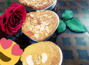 A picture of Vanilla almond cake with three layers.
