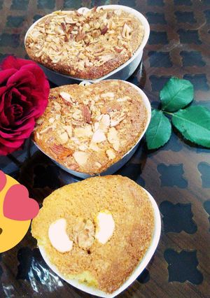 A picture of Vanilla almond cake with three layers.