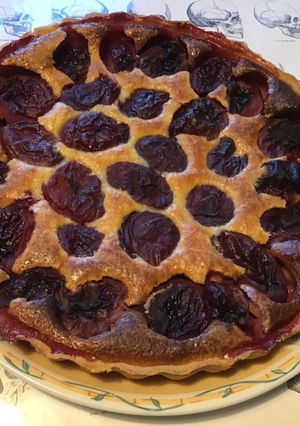 Une photo de Tarte aux pêches de vigne et mascarpone (pâte sablée au mascarpone)