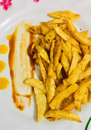 A picture of Mixed herbs and Garlic Fries.