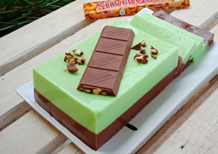 Puding Pandan Lapis Cokelat Silverqueen🍫
