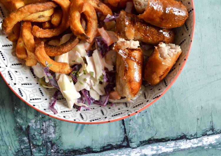 Easiest Way to Prepare Super Quick Homemade Glazed Sausages with Apple Slaw